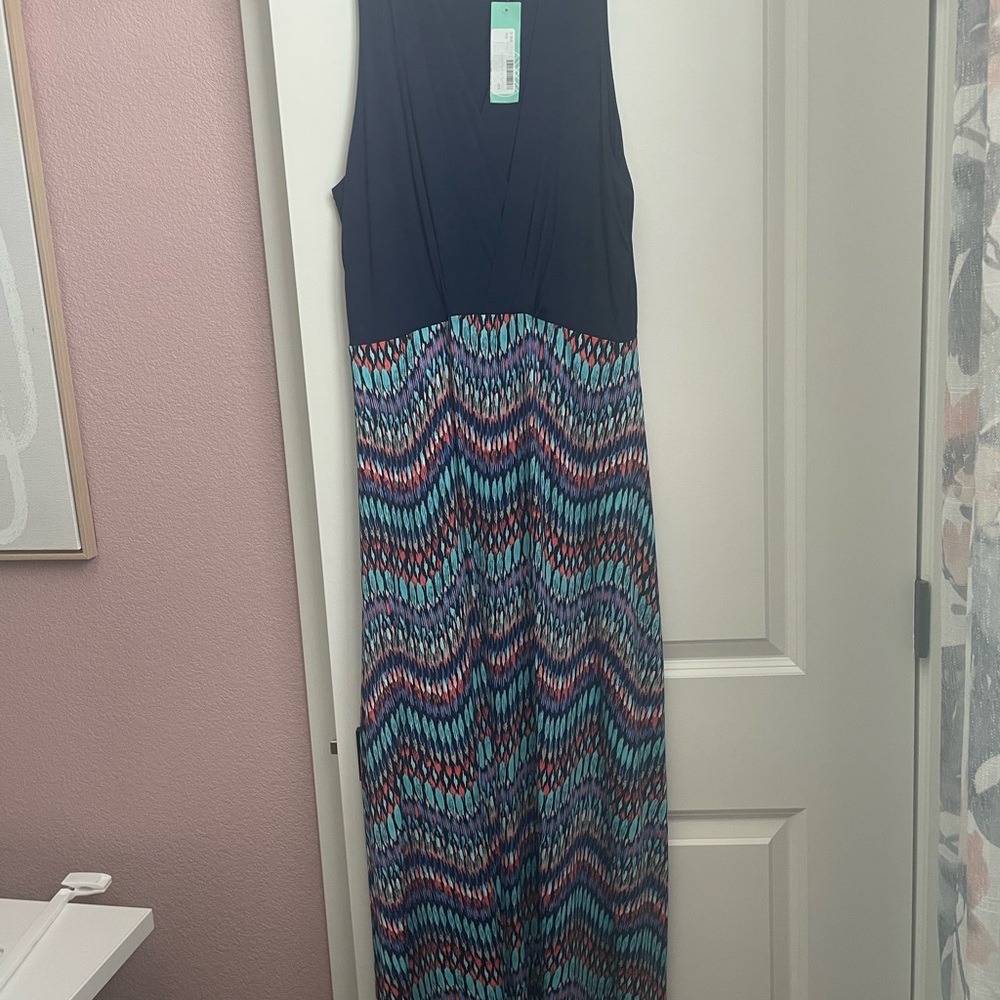 Navy and Multicolor Maxi Dress